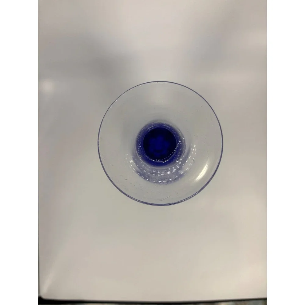 Edo Kiriko Japanese Cut Glass Flower Vessel Cobalt Blue Trumpet Vase‎ Japan